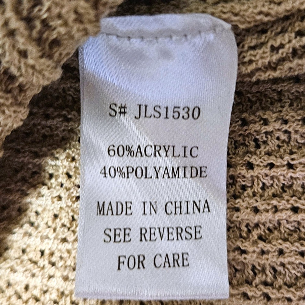 Beige Open Knit Sweater Tank Women's M La Miel High Neck Coastal Minimalist - Picture 7 of 8